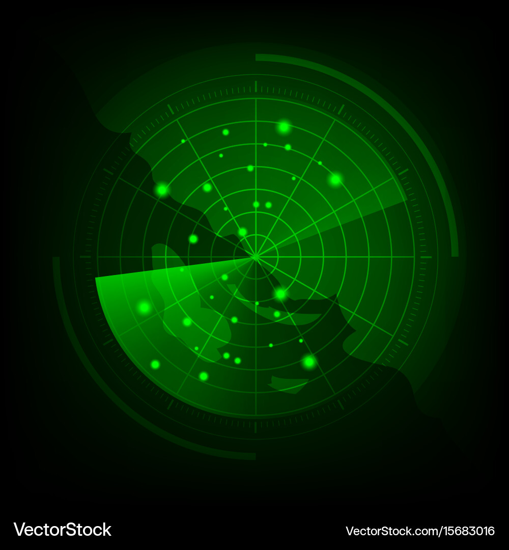 Radar Screen with Map Display vector image