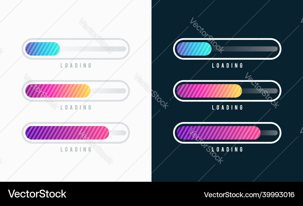 Set of loading bar progress visualization Set of loading bar progress visualization vector image
