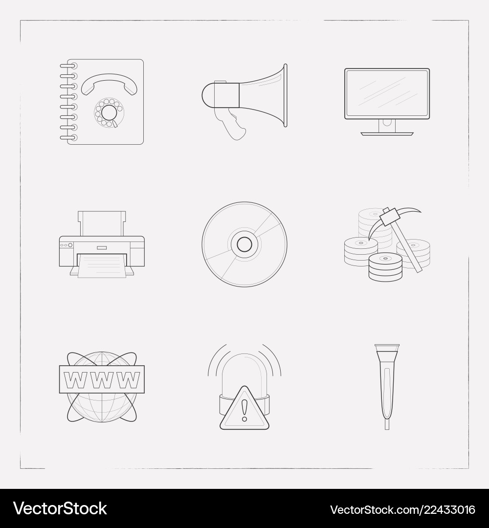 Set of tech icons line style symbols with data Set of tech icons line style symbols with data vector image