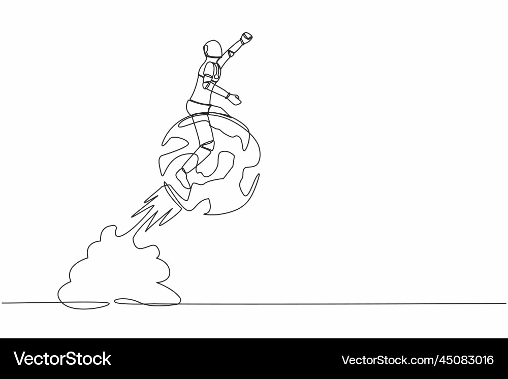 Single continuous line drawing of robot riding Single continuous line drawing of robot riding vector image