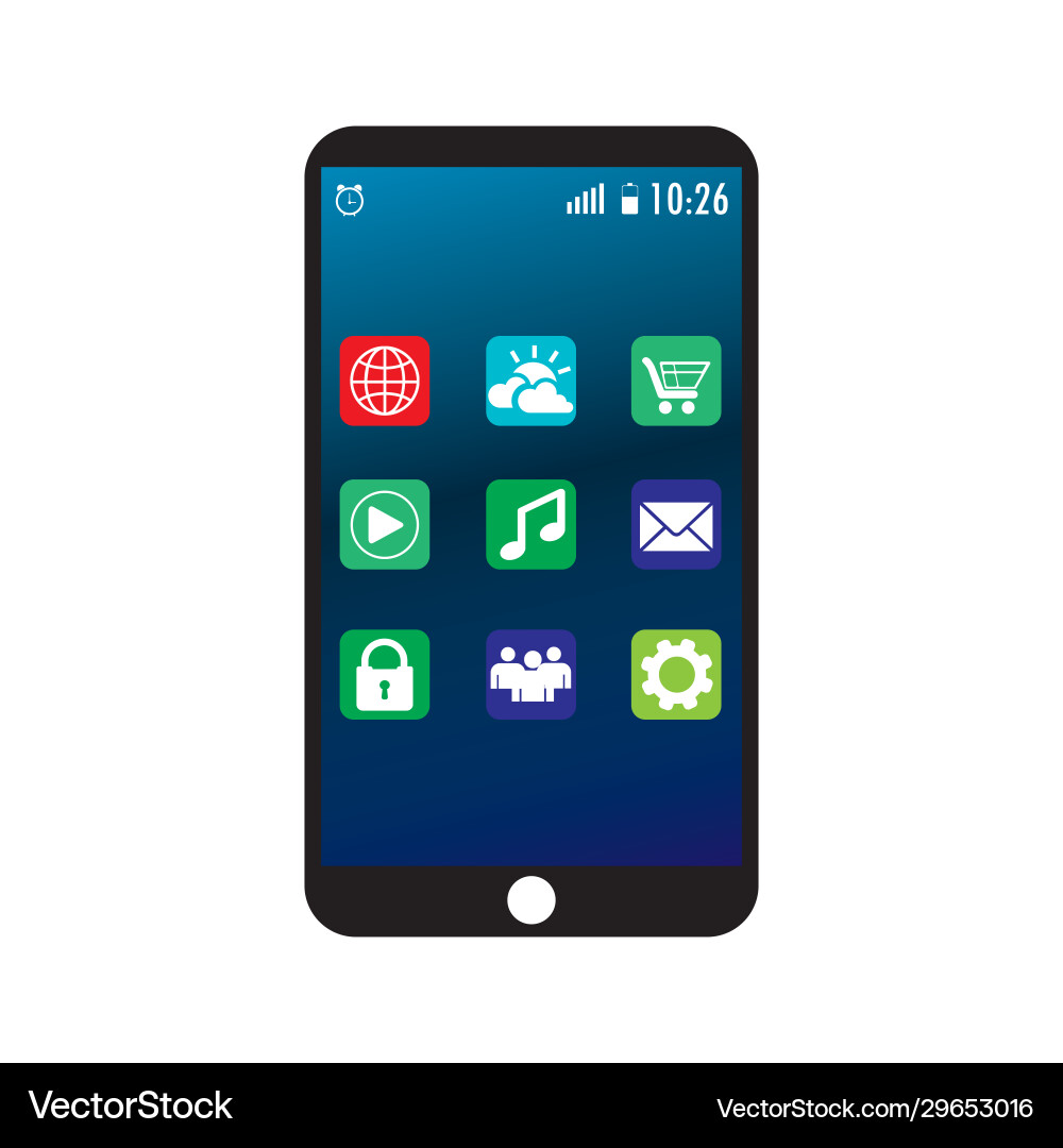 Smart phone with applications isolated on white Vector Image