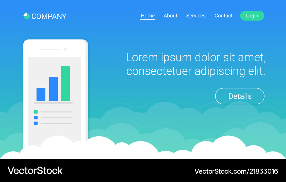 Website header template design with smartphone Vector Image
