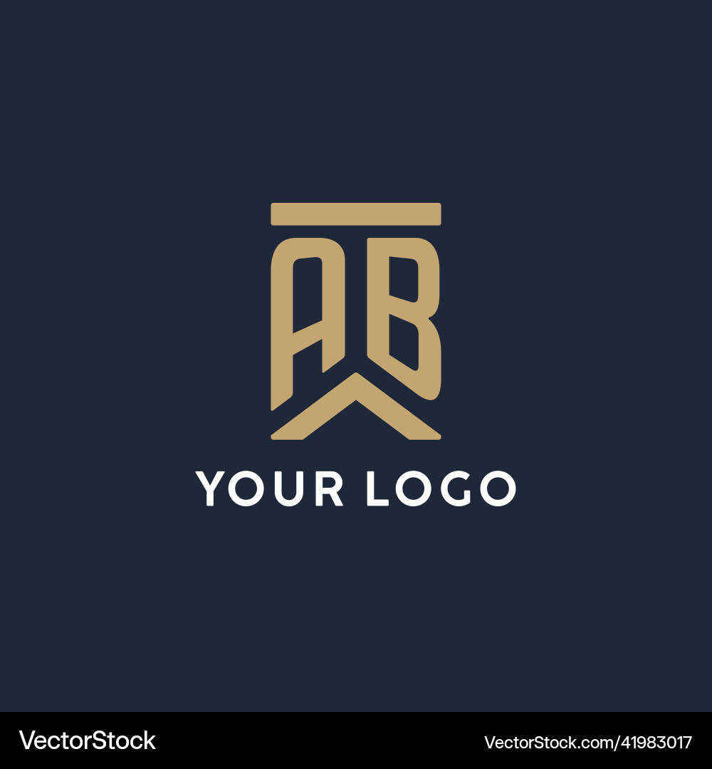 Ab initial monogram logo design in a rectangular Vector Image