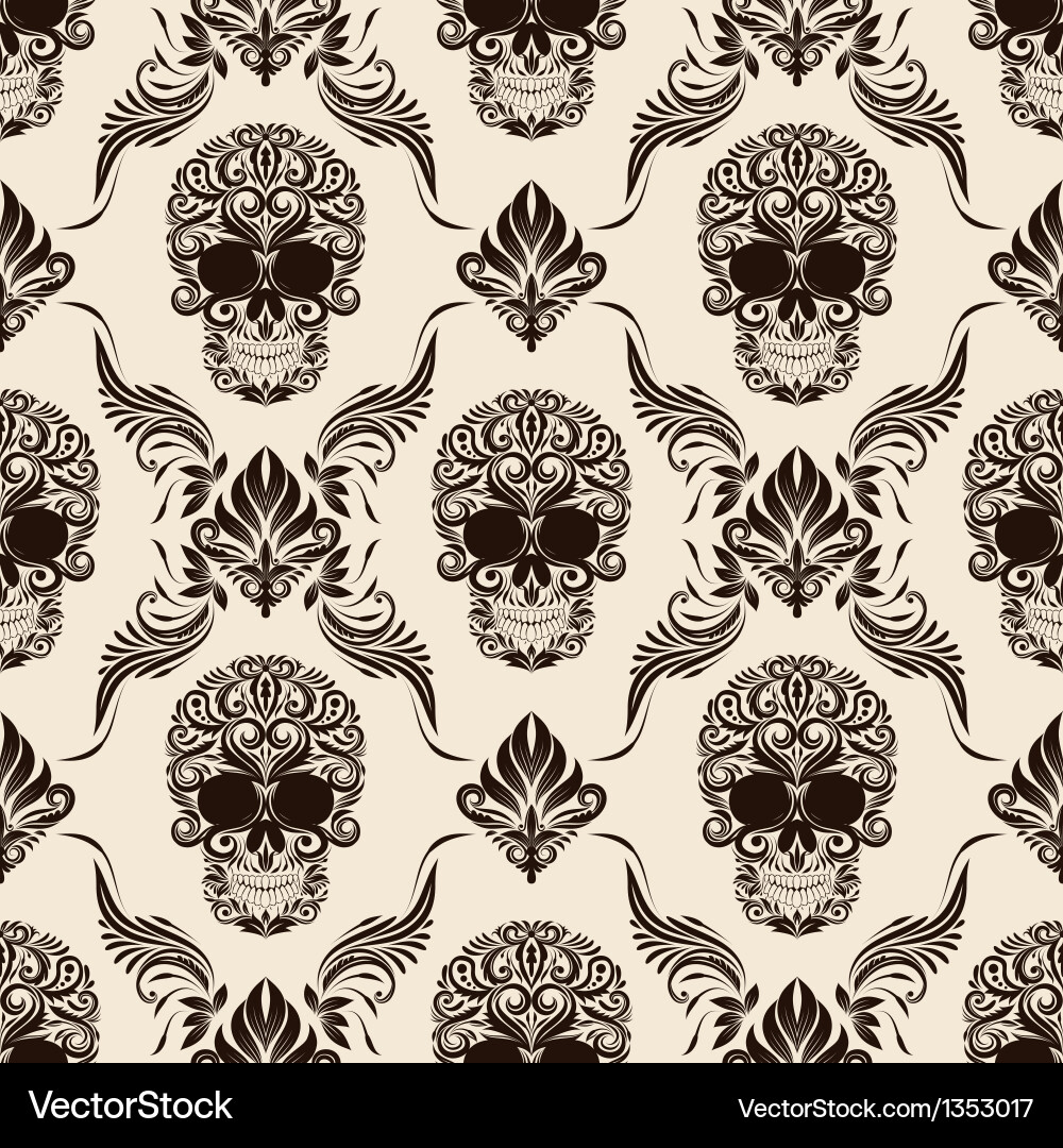 Brown Skull Pattern Vector Image