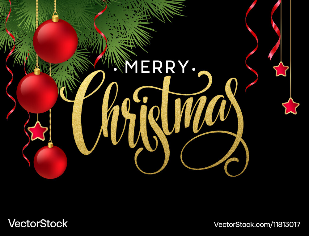 Christmas Branch Border with Script Text Vector Image