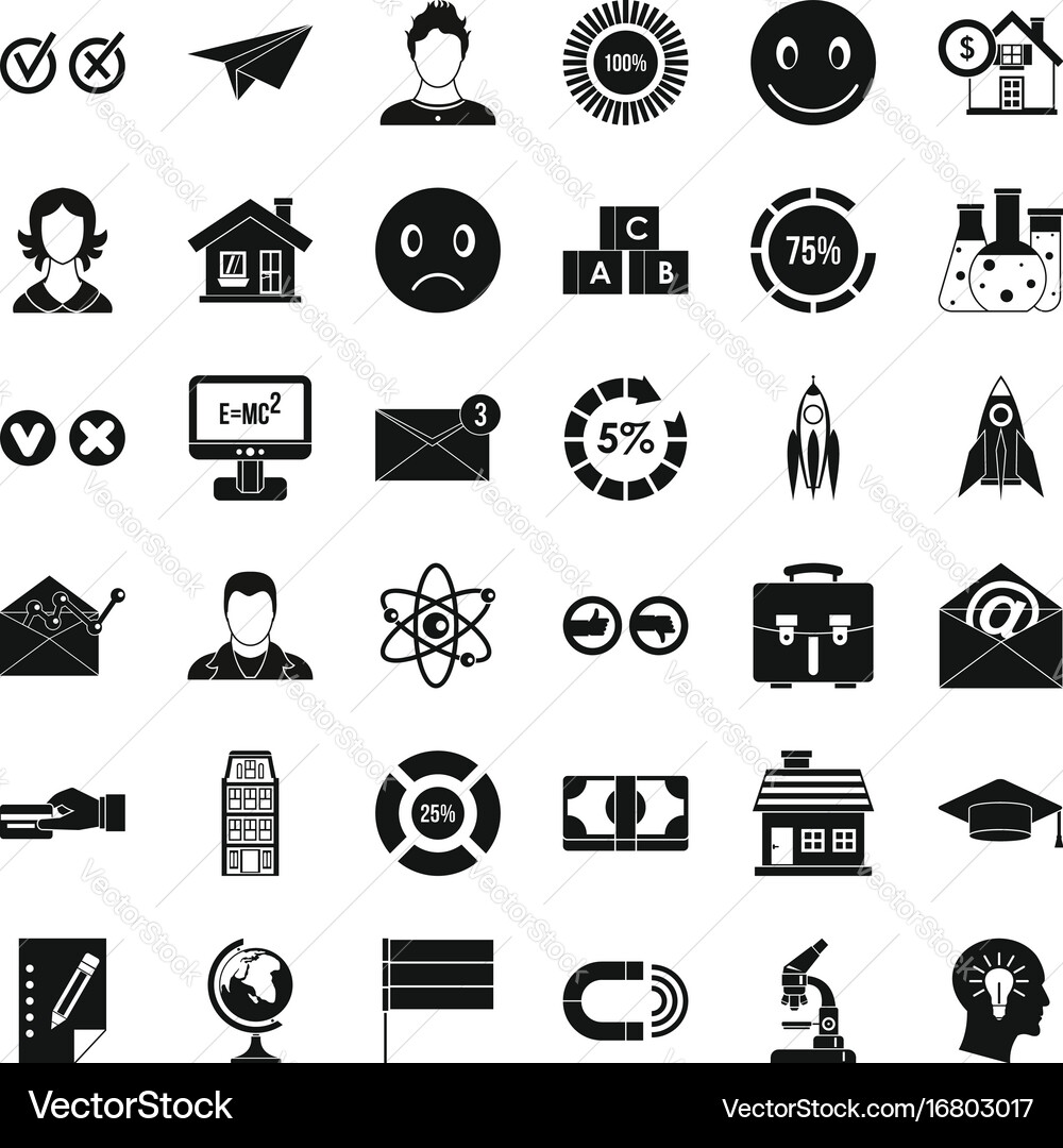 Computer learning icons set simple style vector image