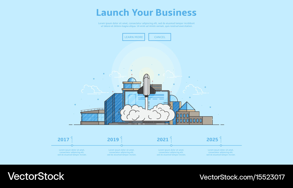 Concept of web banner with launch rocket vector image