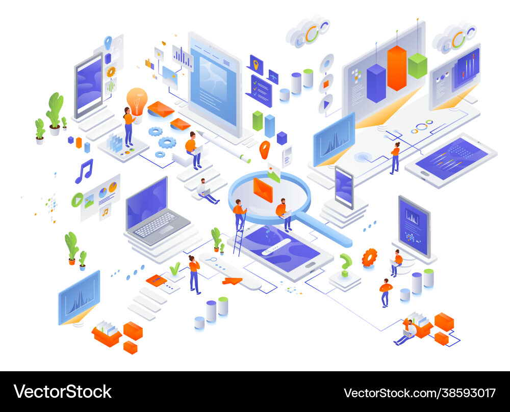 Data management creating website content Data management creating website content vector image