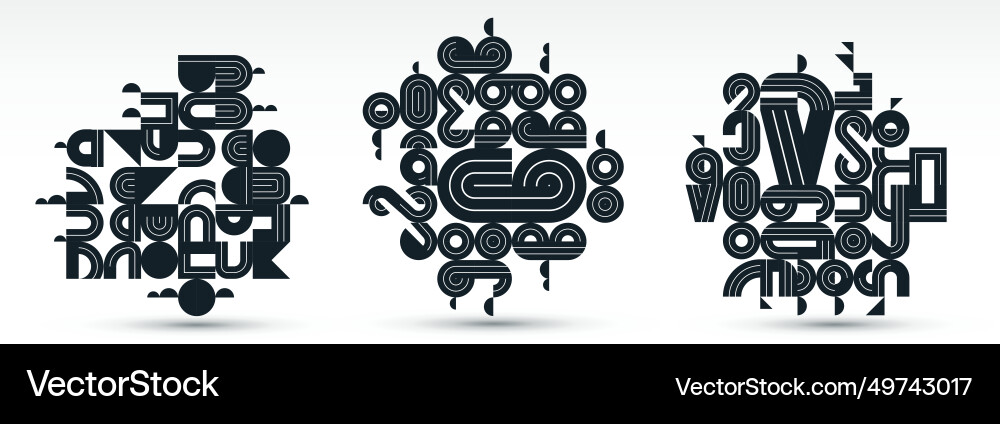 Dynamic messy abstract design compositions set Dynamic messy abstract design compositions set Vector Image