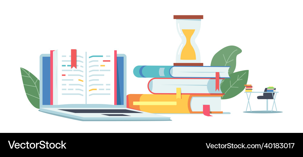 Exam preparation concept with open textbook Exam preparation concept with open textbook vector image