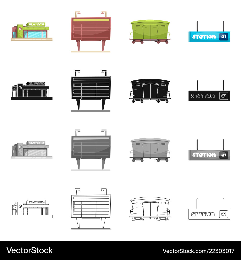 Isolated object of train and station icon Isolated object of train and station icon vector image