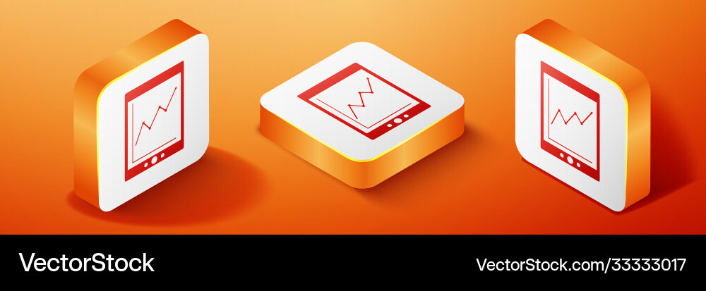 Isometric tablet with statistic graph chart icon Isometric tablet with statistic graph chart icon vector image