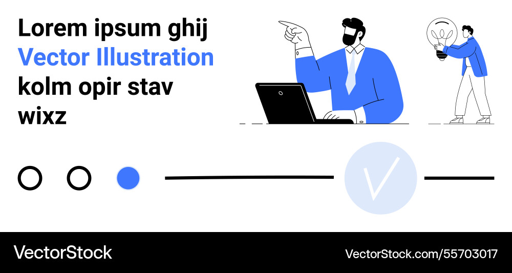 Man pointing while using laptop and person holding vector image