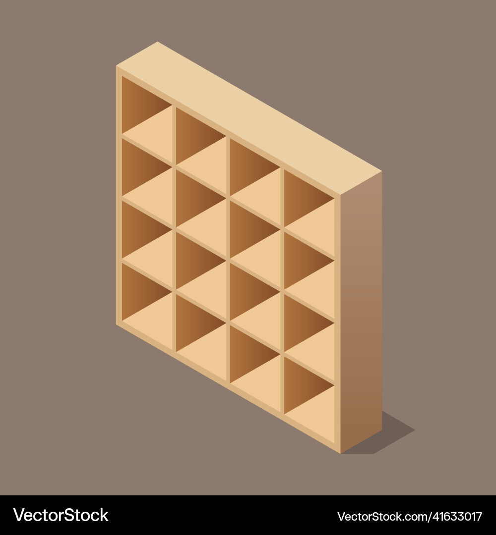 Minimal bookshelf isometric view Minimal bookshelf isometric view vector image