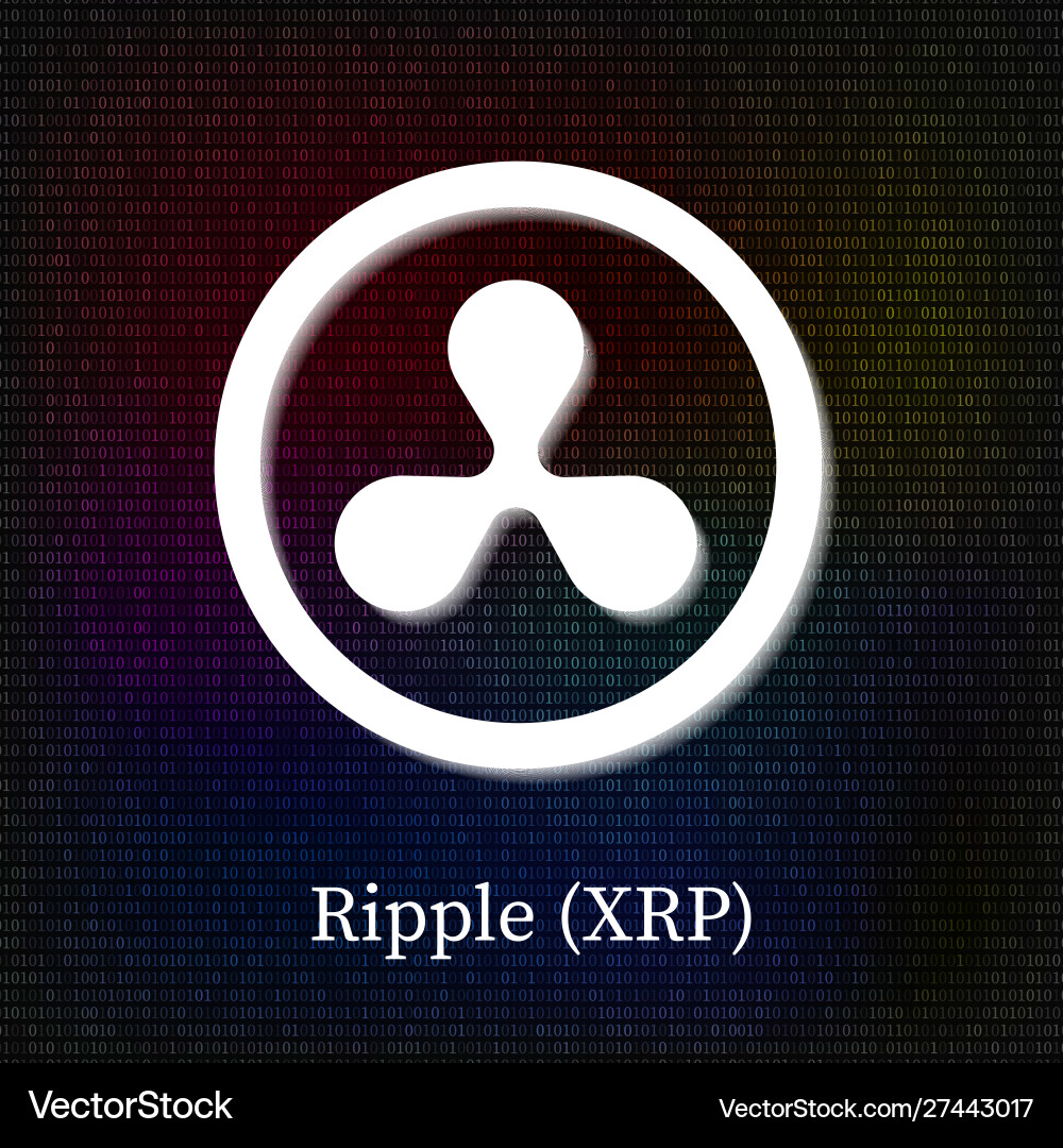 Ripple Symbol auf dunklem Binärcode Hintergrund Ripple Symbol auf dunklem Binärcode Hintergrund vektorbild