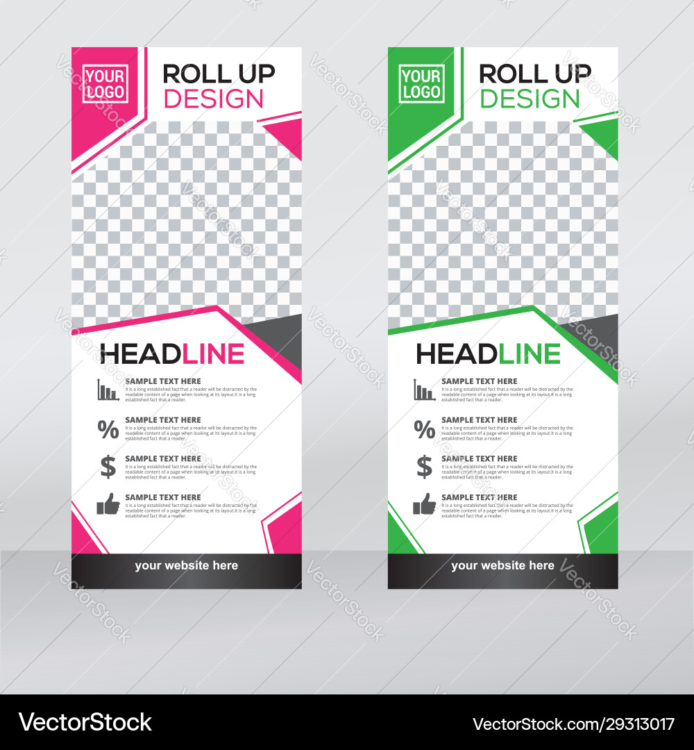 Roll up banner vertical design template Royalty Free Vector