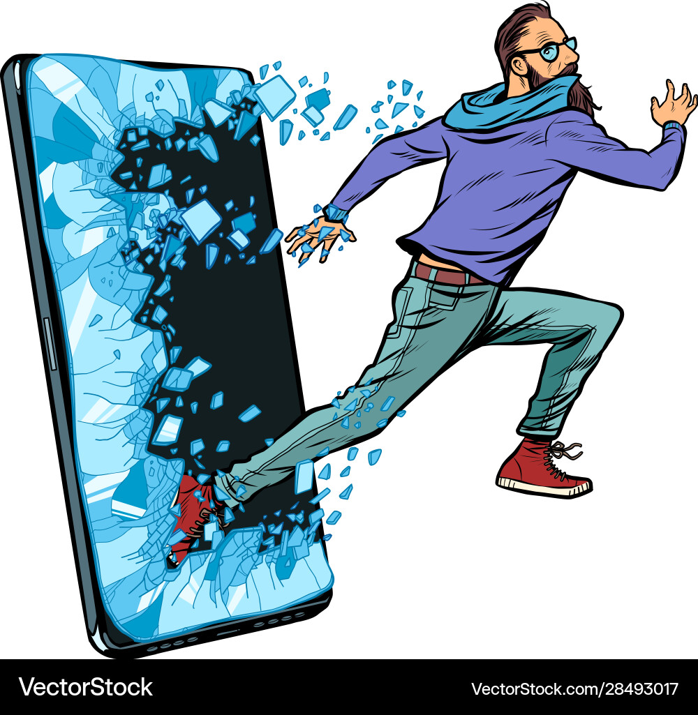 Running Man with Smartphone vector image