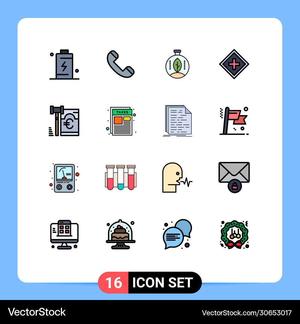 User interface pack 16 basic flat color filled Vector Image