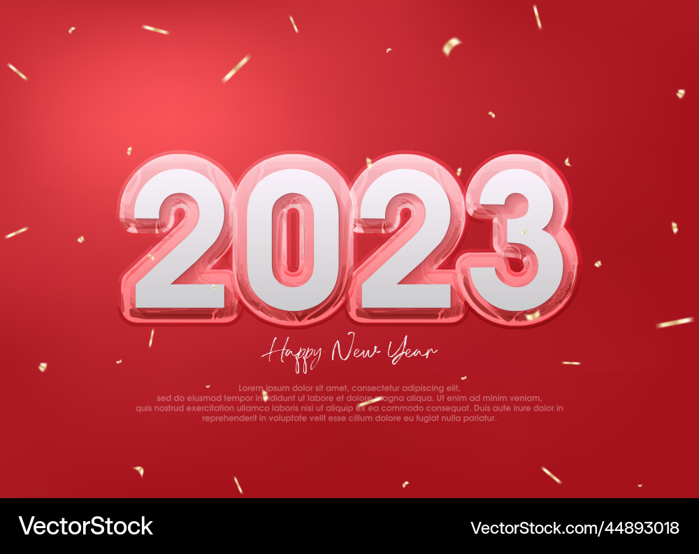 3d realistic number 2023 with soft red color Vector Image