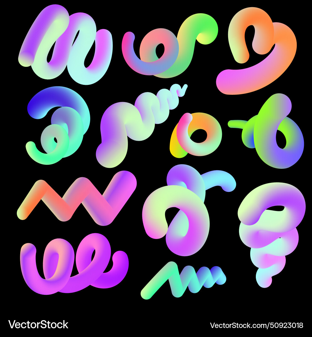 Abstract fluid shapes set with bright gradient Vector Image