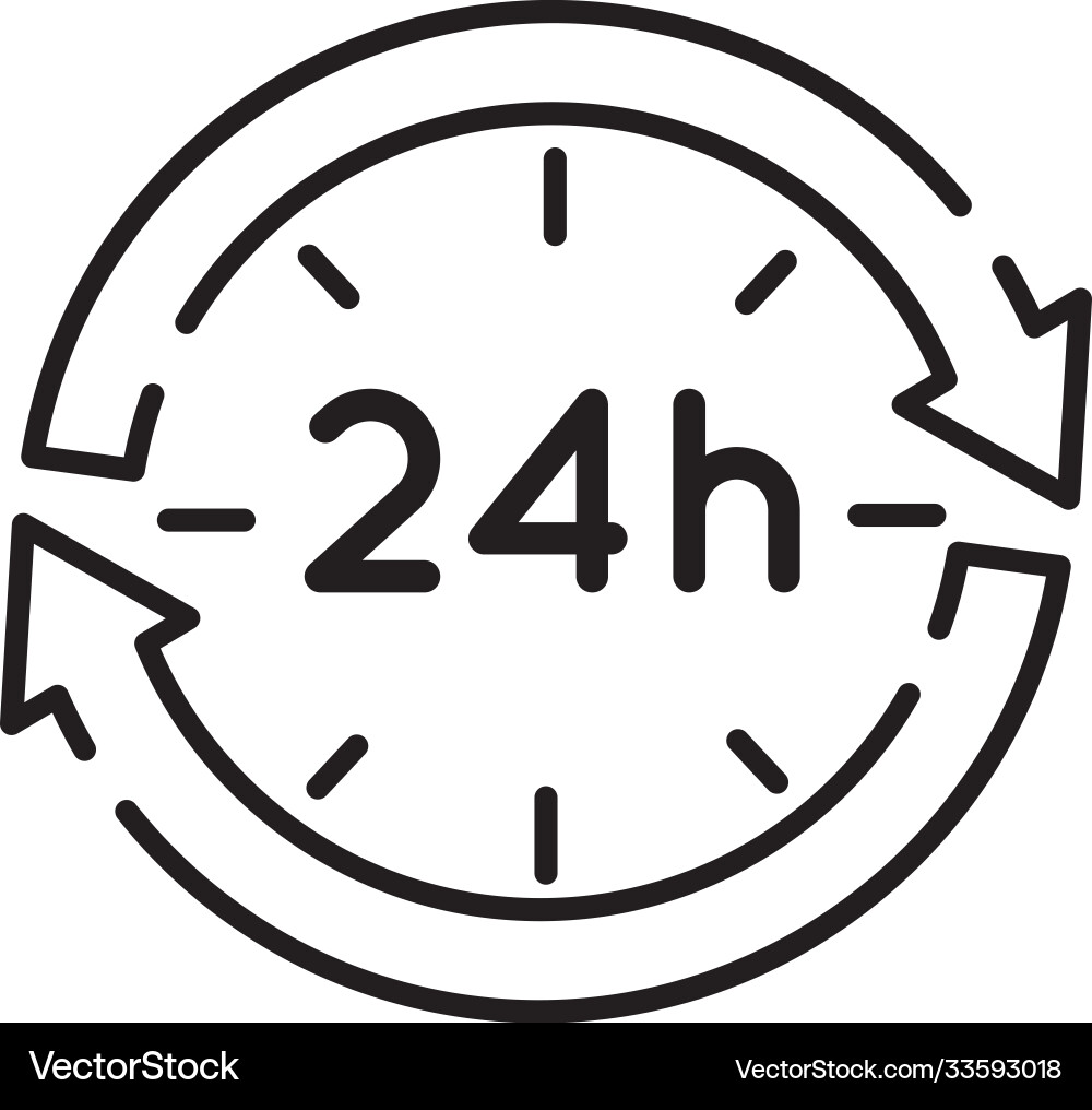 Arrows with 24 hours line style icon vector image