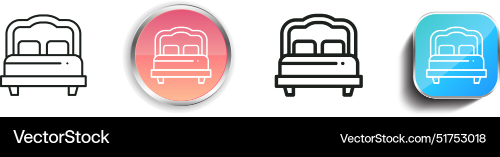 Bed icon thin linear regular and button style vector image