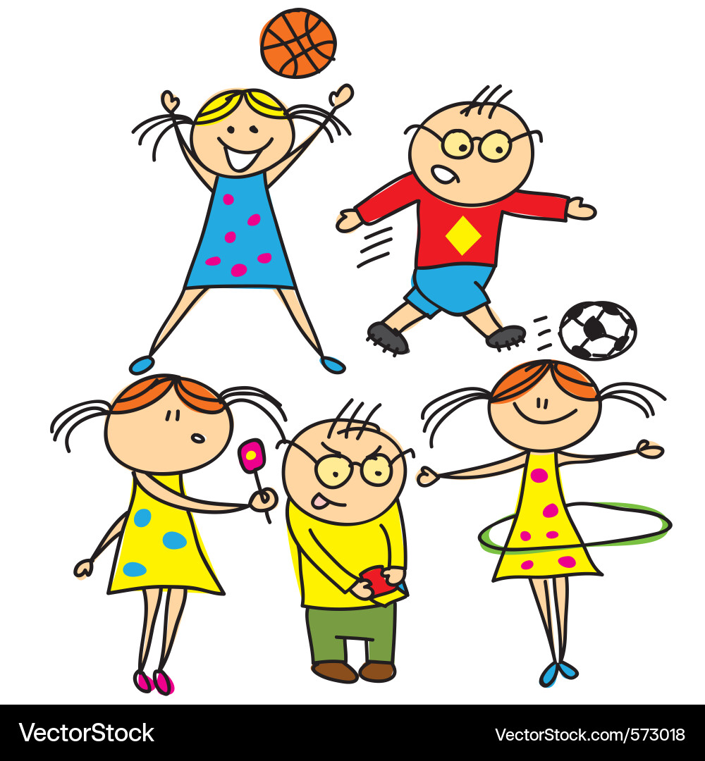 Children Playing Outdoors Vector Image