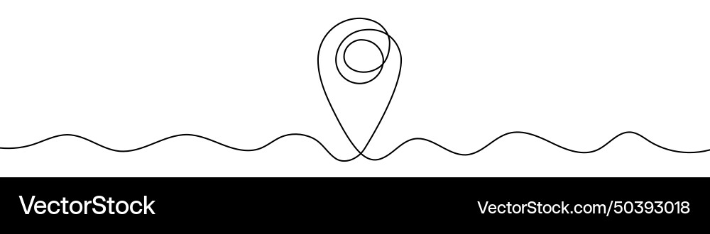 Continuous editable line drawing of map pin icon vector image