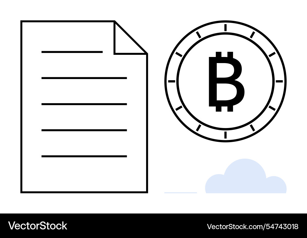 Document with bitcoin symbol and cloud Document with bitcoin symbol and cloud vector image