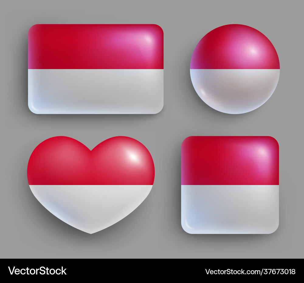 Glossy buttons with monaco country flags set Vector Image