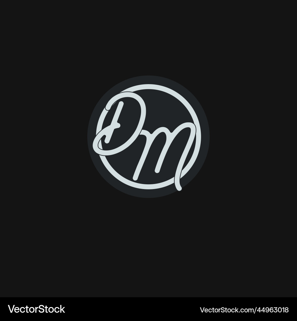 Initials dm logo monogram with simple circle line Vector Image