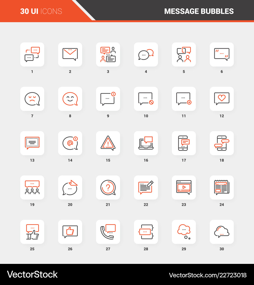 Message Bubbles Flat Line Icons vector image