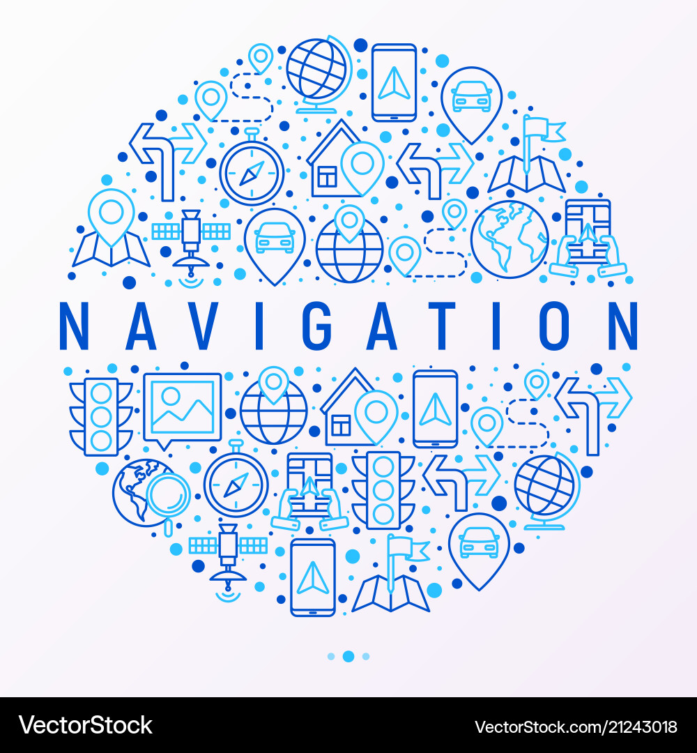 Navigation and direction concept in circle Navigation and direction concept in circle vector image