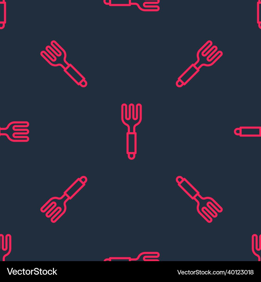 Red line fork icon isolated seamless pattern Red line fork icon isolated seamless pattern Vector Image