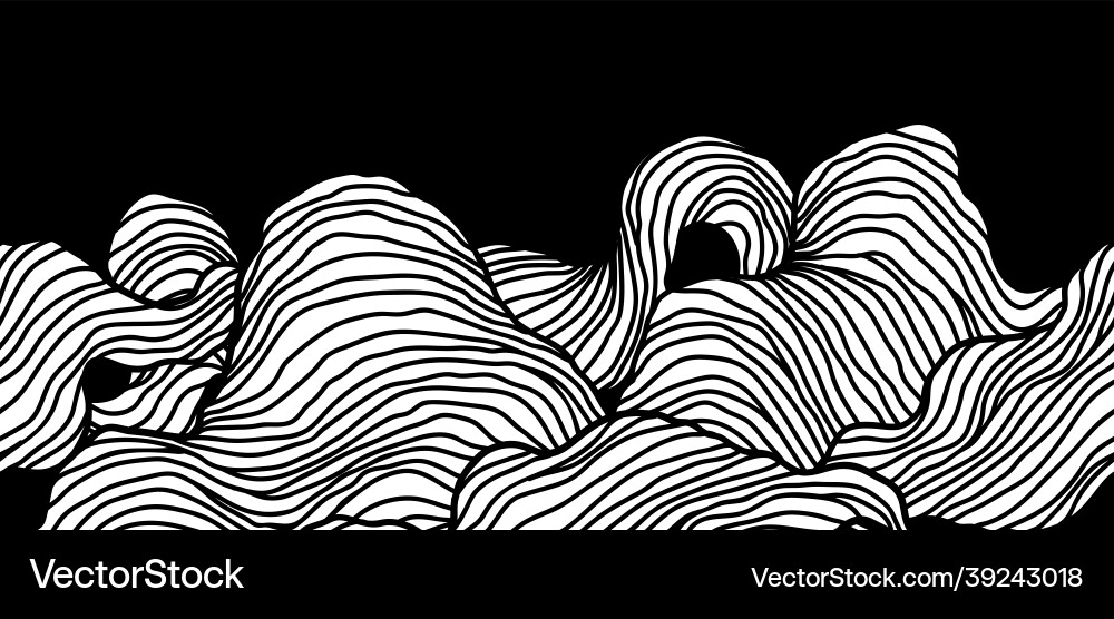 Seamless pattern with wave line curls monochrome Seamless pattern with wave line curls monochrome vector image