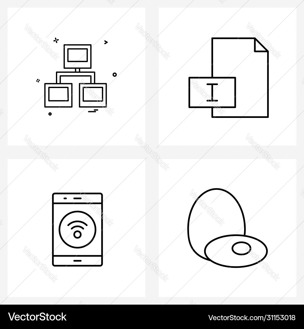 Simple set 4 line icons such as computer media vector image