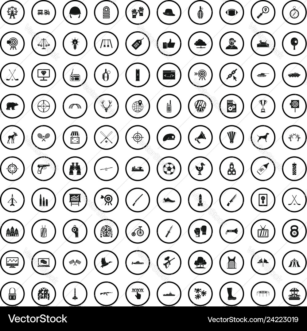 100 target icons set simple style 100 target icons set simple style vector image