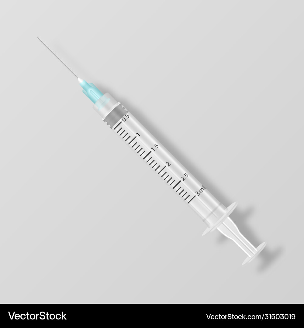 3D Realistic Empty Syringe Icon Vector Image