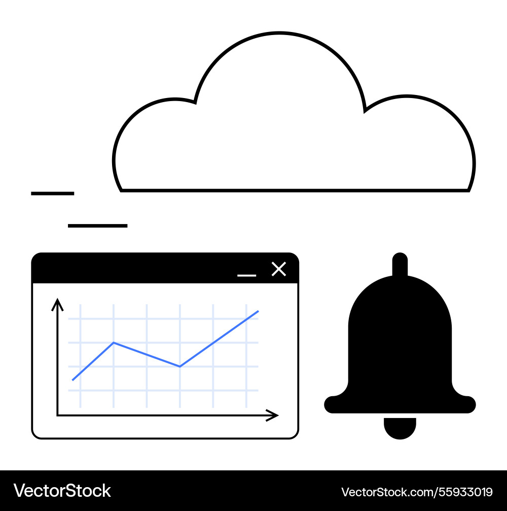 Cloud data analysis and notification concept Cloud data analysis and notification concept vector image