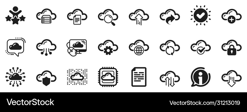 Cloud data and technology icons set hosting Cloud data and technology icons set hosting vector image
