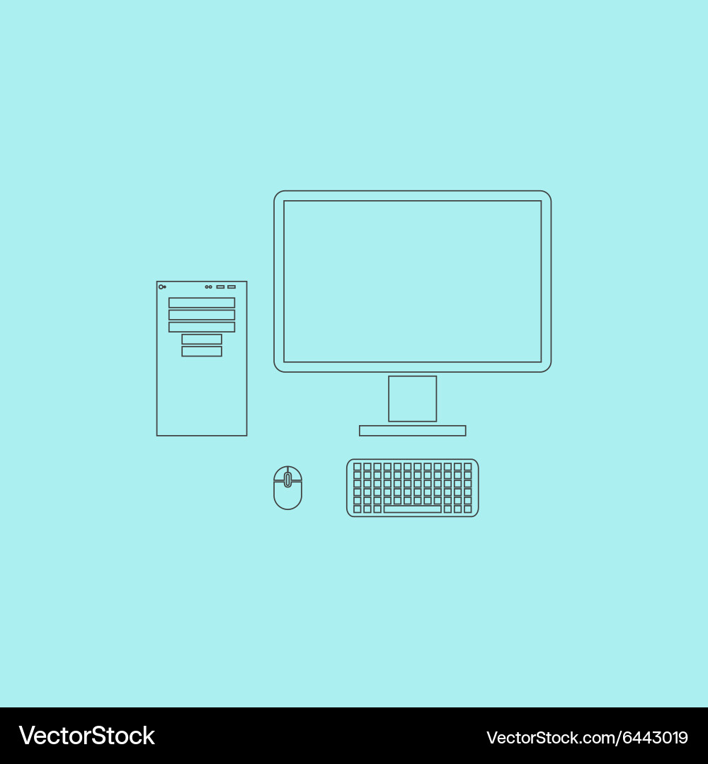 Computer case with monitor keyboard and mouse Vector Image