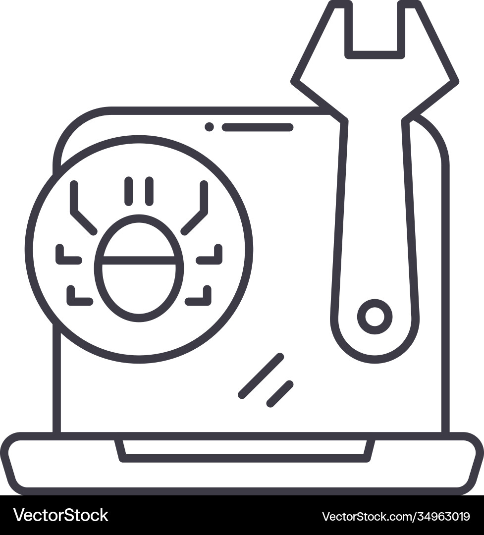 Debug icon linear isolated thin Debug icon linear isolated thin vector image