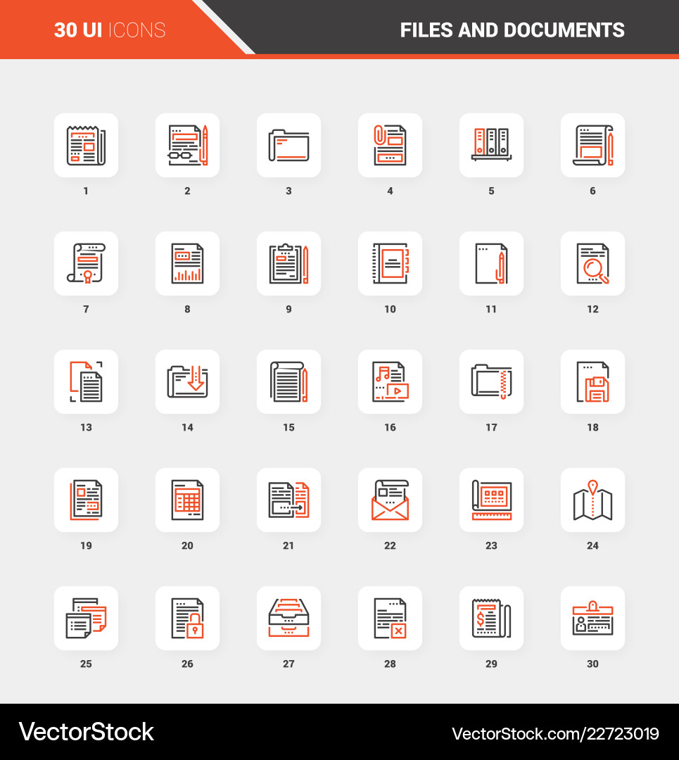 Files and documents flat line web icon concepts Files and documents flat line web icon concepts vector image