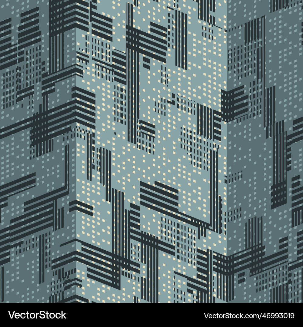 Image showcasing Glitch textured cityscape pattern Royalty Free Vector Image