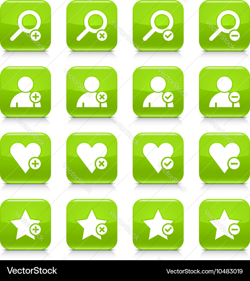 Green additional sign square icon web button Vector Image