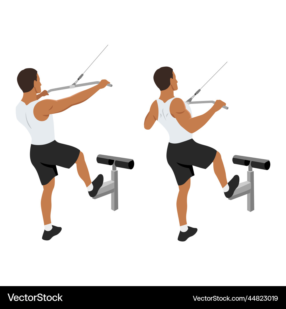 Man doing standing lat pulldown exercise vector image