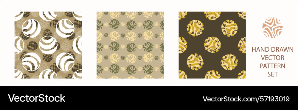Polka dot blockprint seamless pattern set vector image