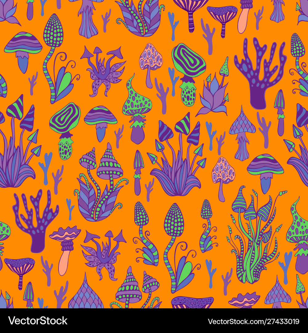 Psychedelic Mushroom Pattern vector image