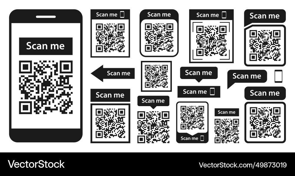 Qr code set scan icon template me Qr code set scan icon template me vector image