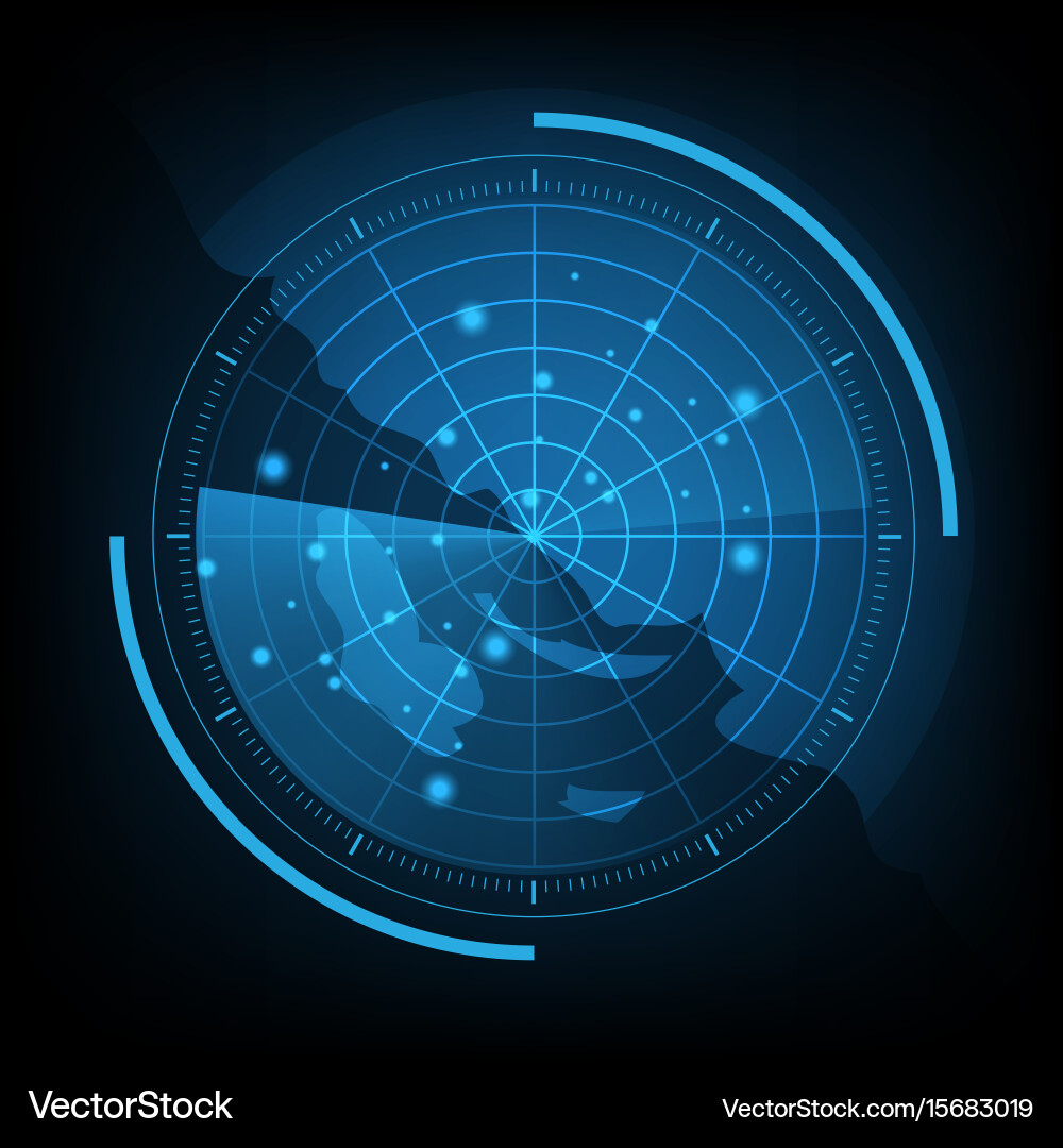 Radar Screen with Map Display vector image